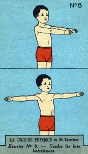 exercício físico, fitness, exercícios corporais, boa saúde, saudável (cromolitografia) no início do século 20 de French School