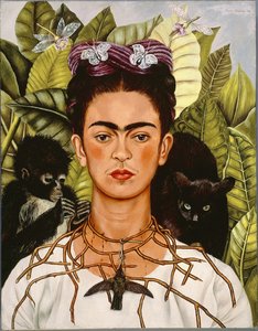 Autorretrato com colar de espinhos e beija-flor