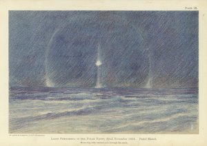 Fenómenos de luz na noite polar, 22 de Novembro de 1893, esboço em pastel (cor litho) de Fridtjof Nansen