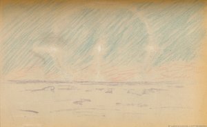 Anel da lua com luas simuladas e uma sugestão de eixos horizontais, 24 de novembro de 1893, 1987 de Fridtjof Nansen
