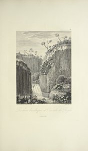 Basalt Rocks and the Cascade de Regla, desenhado por Gmelin, gravado por Bouquet, ilustração de 