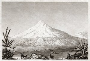 O vulcão Chimborazo. (gravura, ca. 1840)