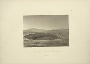Vista do Lago de Guatavita, desenhada por Thibaut, gravada por Bouquet, ilustração de 