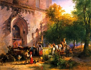 Na Fonte do Mosteiro, 1836 de Friedrich August Matthias Gauermann