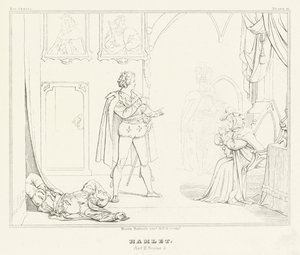 Hamlet, Acto III, Cena 4 (gravura) de Friedrich August Moritz Retzsch