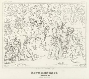 Rei Henrique IV, Parte I, Acto II, Cena 2 (gravura) de Friedrich August Moritz Retzsch