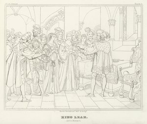 Rei Lear, Acto I, Cena 1 (gravura) de Friedrich August Moritz Retzsch
