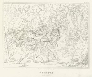 Macbeth, Acto III, Cena 3 (gravura) de Friedrich August Moritz Retzsch