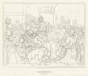 Macbeth, Acto III, Cena 4 (gravura) de Friedrich August Moritz Retzsch