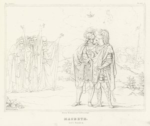 Macbeth, Acto I, Cena 3 (gravura) de Friedrich August Moritz Retzsch