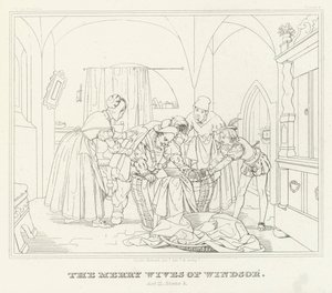 As alegres esposas de Windsor, Acto III, Cena 3 (gravura) de Friedrich August Moritz Retzsch