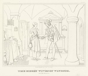 As alegres esposas de Windsor, Acto III, Cena 4 (gravura) de Friedrich August Moritz Retzsch