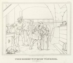 As alegres esposas de Windsor, Acto II, Cena 2 (gravura) de Friedrich August Moritz Retzsch