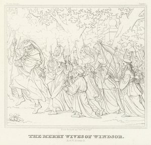 As alegres esposas de Windsor, Acto V, Cena 3 (gravura) de Friedrich August Moritz Retzsch