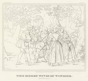 As alegres esposas de Windsor, Acto V, Cena 4 (gravura) de Friedrich August Moritz Retzsch