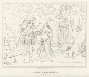 A Tempestade, Acto III, Cena 1 (gravura) de Friedrich August Moritz Retzsch