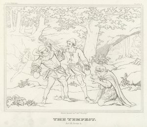 A Tempestade, Acto III, Cena 2 (gravura) de Friedrich August Moritz Retzsch