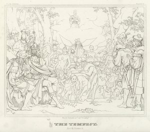 A Tempestade, Acto III, Cena 3 (gravura) de Friedrich August Moritz Retzsch