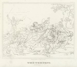 A Tempestade, Acto IV, Cena 1 (gravura) de Friedrich August Moritz Retzsch
