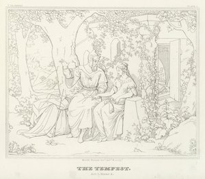 A Tempestade, Acto I, Cena 2 (gravura) de Friedrich August Moritz Retzsch
