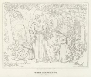 A Tempestade, Acto I, Cena 2 (gravura) de Friedrich August Moritz Retzsch