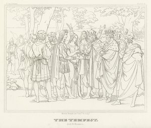 A Tempestade, Acto V, Cena 1 (gravura) de Friedrich August Moritz Retzsch