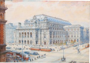 Vista da Ópera Estatal de Viena. de Friedrich Frank