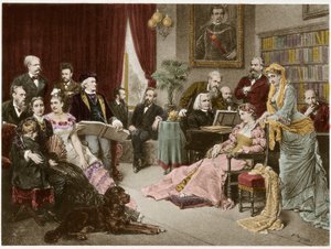 Richard Wagner e Liszt em Bayreuth com Cosima e Siegfried - depois de Fritz Georg Papperitz de Friedrich Georg Papperitz