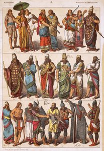 Fantasias de Assírios e Babilónios, de Friedrich Hottenroth (1840-1917), litografia, civilização Assyro-Babilónica de Friedrich Hottenroth