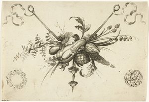 Festoen met bloemen, bladeren en vruchten
Unterschidliche neue Feston von Blumen und Früchten (título da série) de Friedrich Jacob Morisson