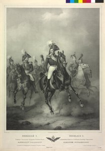 Retrato equestre de Nicolau I (litografia) de Friedrich Jentzen