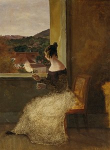 Senhora na janela com roca
