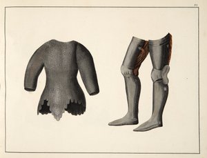 Armadura, prato de Uma História do Desenvolvimento e Costumes de Cavalaria, do Dr. Franz Kottenkamp, publicado por Carl Hoffmann, 1842 de Friedrich Martin von Reibisch