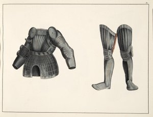 Armadura, prato de Uma História do Desenvolvimento e Costumes de Cavalaria, do Dr. Franz Kottenkamp, publicado por Carl Hoffmann, 1842 de Friedrich Martin von Reibisch