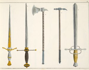 Espadas, prato de &39;Uma História do Desenvolvimento e Costumes de Cavalaria&39;, do Dr. Franz Kottenkamp, publicado por Carl Hoffmann, 1842 de Friedrich Martin von Reibisch