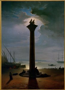 A Coluna Marcus em Veneza à luz da lua