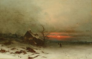Voltando para casa ao pôr do sol de Friedrich Nicolai Joseph Heydendahl