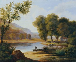 Remadores na paisagem