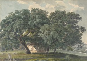 Paisagem italiana com árvores reto, 1815-21.