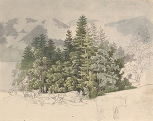 Paisagem alpina (guache sobre grafite)