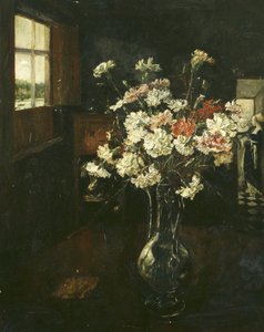 Interior com bouquet de cravos