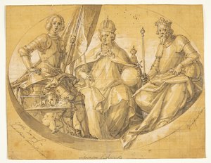 Esboço para uma pintura de teto oval(?) representando os reis Otão, o Grande (912-973), Luís, o Grande (1417-1479) e Ruprecht (1352-1410)