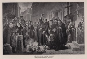 Martin Luther queimando a bula papal em Wittenberg, Alemanha de Friedrich Wilhelm Heinrich Martersteig