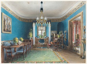 Desenho, O Quarto Azul, Schloss Fischbach, 1846
