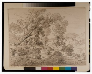 Fauno e ninfa numa paisagem árcade de Friedrich the Elder Preller