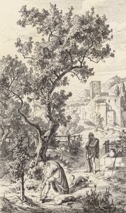 Odisseu em visita ao seu pai Laertes (gravura) de Friedrich the Elder Preller