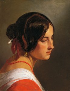 Cabeça de mulher por Friedrich von Amerling (1803-1887), óleo sobre tela, 47x37 cm