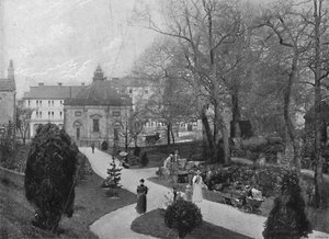 Harrogate: o poço de enxofre dos jardins do pântano, c1896 de Frith and Co