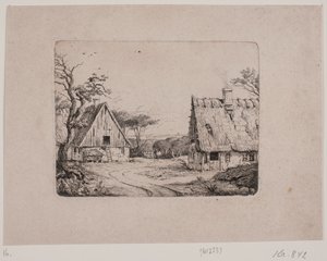 Paisagem com duas casas de fazenda de Frits Grove