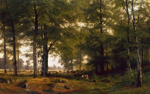 Uma Paisagem arborizada com um Cowherd de Fritz Carl Werner Ebel